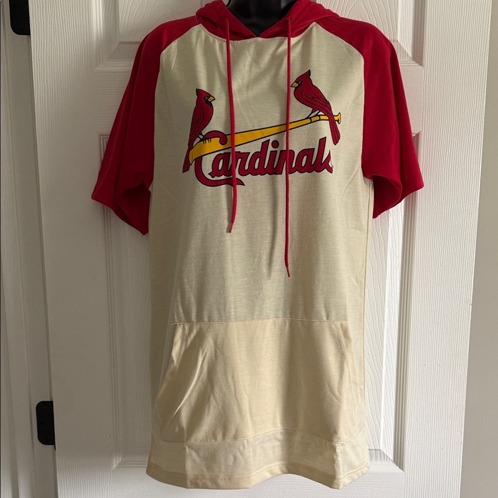 Cardinals Cream and Red Short-Sleeve Hooded Jersey